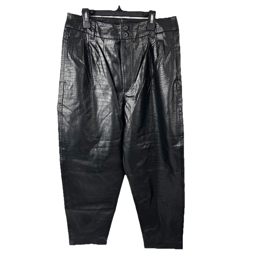 BLANKNYC Black Croc Embossed Faux Leather Pants High Rise Size 30 NWT